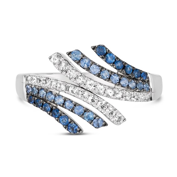 Le Vian® Blueberry Sapphire™ and Vanilla Sapphire™ Denim Ombré™ Bypass Multi-Row Ring in 14K Vanilla Gold™