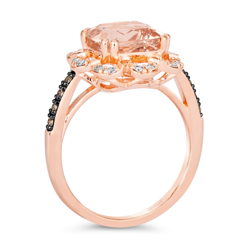 Le Vian® 9.0mm Peach Morganite™ and 0.24 CT. T.W. Diamond Floral Scallop Frame Ring in 14K Strawberry Gold™|Peoples Jewellers