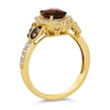 Le Vian® Oval Chocolate Quartz™ and 0.57 CT. T.W. Diamond Ornate Frame Ring in 14K Honey Gold™