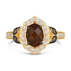 Le Vian® Oval Chocolate Quartz™ and 0.57 CT. T.W. Diamond Ornate Frame Ring in 14K Honey Gold™