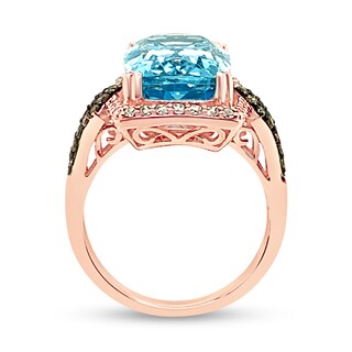 Le Vian® Elongated Cushion-Cut Ocean Blue Topaz™ and 0.52 CT. T.W. Diamond Frame Ring in 14K Strawberry Gold™