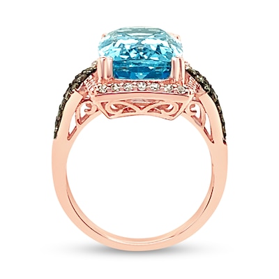 Le Vian® Elongated Cushion-Cut Ocean Blue Topaz™ and 0.52 CT. T.W. Diamond Frame Ring in 14K Strawberry Gold™