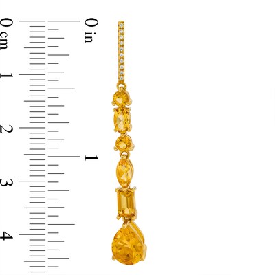 Faceted Multi-Shaped Citrine and White Lab-Created Sapphire Dangle Drop Earrings in Sterling Silver with 14K Gold Plate