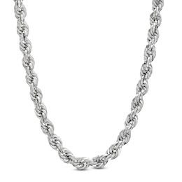 Men's 3.15mm Rope Chain Necklace in Hollow 10K White Gold - 20&quot;
