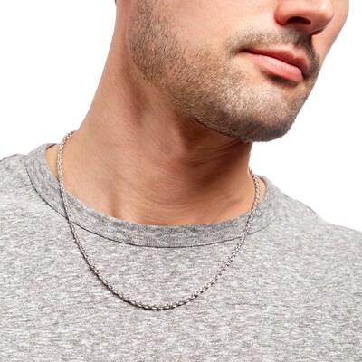 Men's 3.15mm Rope Chain Necklace in Hollow 10K White Gold