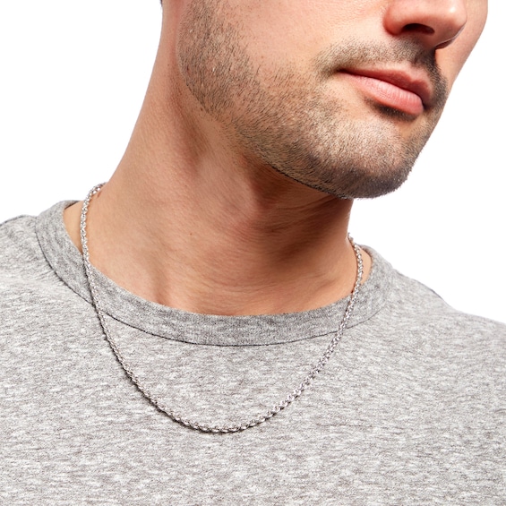 Men's 3.15mm Rope Chain Necklace in Hollow 10K White Gold