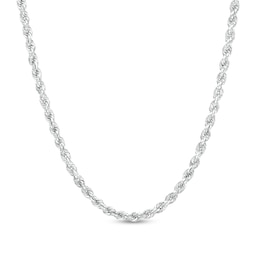 Men's 3.15mm Rope Chain Necklace in Hollow 10K White Gold - 24&quot;