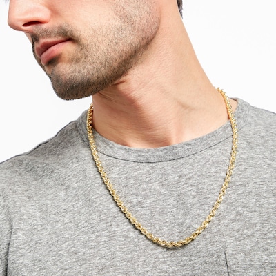 Men's 5.3mm Rope Chain Necklace in Hollow 10K Gold - 24"