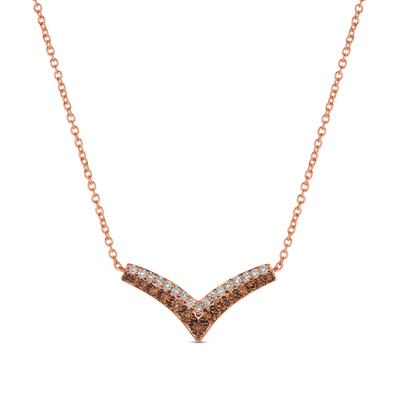 Le Vian® 1.10 CT. T.W. Diamond Chevron Necklace in 14K Strawberry Gold™|Peoples Jewellers