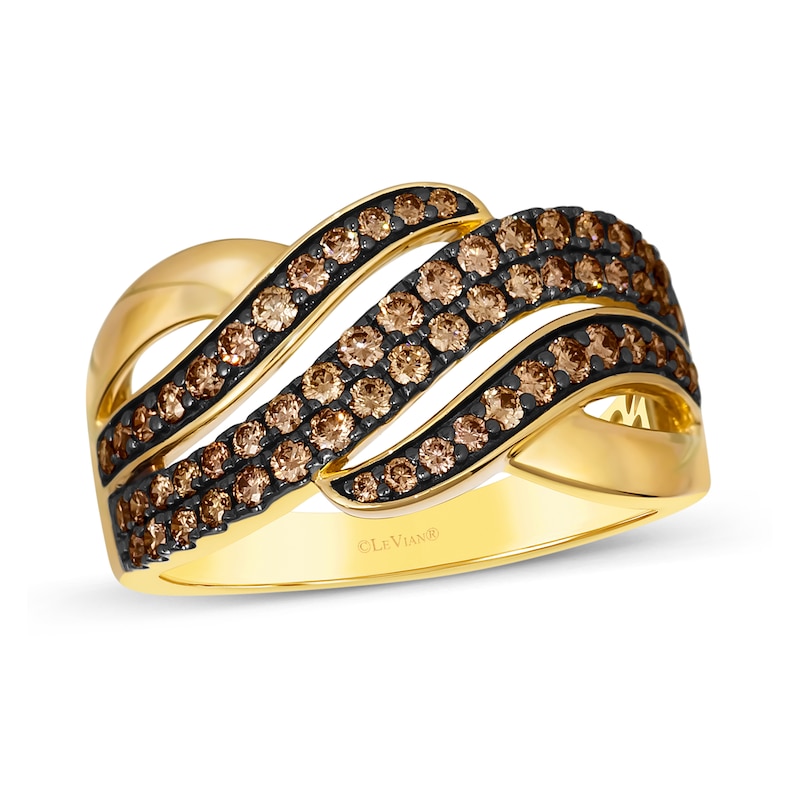 Le Vian Chocolate Diamonds® 0.74 CT. T.W. Diamond Waves Bypass Ring in 14K Honey Gold™|Peoples Jewellers
