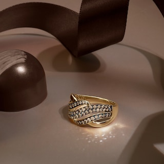 Le Vian Chocolate Diamonds® 0.74 CT. T.W. Diamond Waves Bypass Ring in 14K Honey Gold™