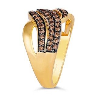 Le Vian Chocolate Diamonds® 0.74 CT. T.W. Diamond Waves Bypass Ring in 14K Honey Gold™