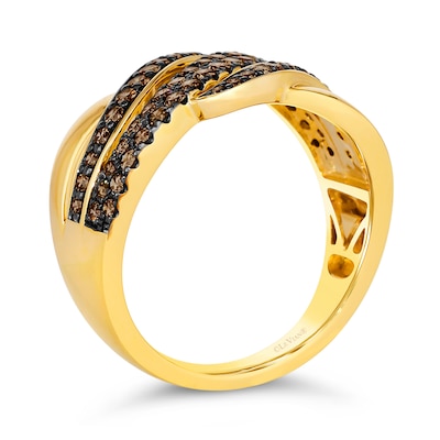 Le Vian Chocolate Diamonds® 0.74 CT. T.W. Diamond Waves Bypass Ring in 14K Honey Gold™