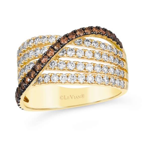 Le Vian® 1.59 CT. T.W. Diamond Slant Multi-Row Split Shank Ring in 14K Honey Gold™