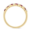 Marquise-Cut Lab-Created Ruby and 0.19 CT. T.W. Diamond Flower Petal Band in Sterling Silver with 14K Gold Plate