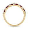 Marquise-Cut Lab-Created Ruby and 0.31 CT. T.W. Diamond Triple Row Band in Sterling Silver with 14K Gold Plate