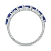 Thumbnail Image 2 of Pear-Shaped Blue Lab-Created Sapphire and 0.19 CT. T.W. Diamond Zig-Zag Band in Sterling Silver