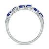 Thumbnail Image 2 of Pear-Shaped Blue Lab-Created Sapphire and 0.30 CT. T.W. Diamond Alternating Bows Band in Sterling Silver