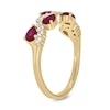 Pear-Shaped Lab-Created Ruby and 0.23 CT. T.W. Diamond Wavy Band in Sterling Silver with 14K Gold Plate