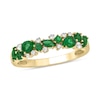 Thumbnail Image 0 of Multi-Shaped Lab-Created Emerald and 0.088 CT. T.W. Diamond Band in Sterling Silver with 14K Gold Plate