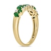 Multi-Shaped Lab-Created Emerald and 0.088 CT. T.W. Diamond Band in Sterling Silver with 14K Gold Plate