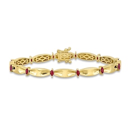 Eternally Bonded Marquise-Cut Ruby Station Cinch Line Bracelet in 10K Gold - 7.25&quot;