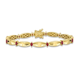 Eternally Bonded Marquise-Cut Ruby Station Cinch Line Bracelet in 10K Gold - 7.25"