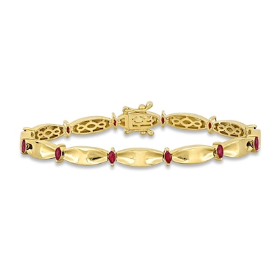 Eternally Bonded Marquise-Cut Ruby Station Cinch Line Bracelet in 10K Gold - 7.25"