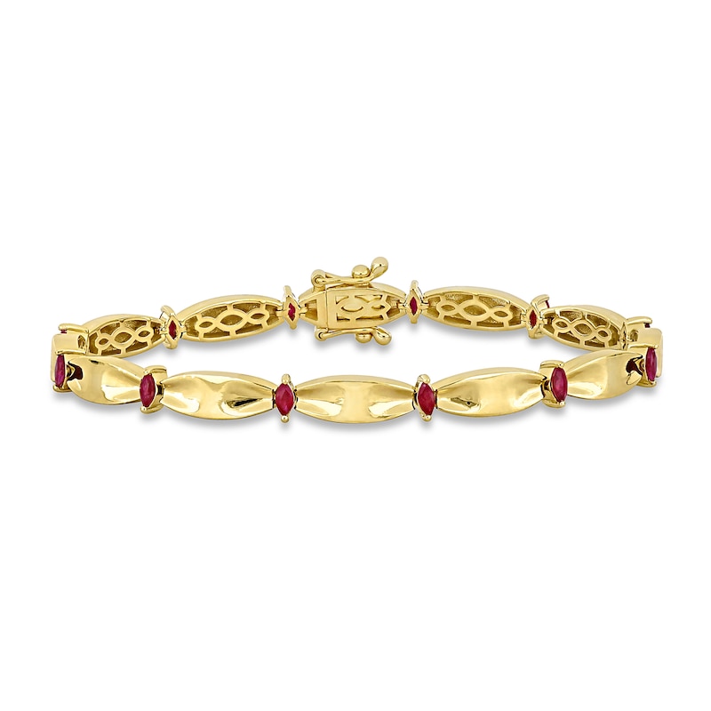 Eternally Bonded Marquise-Cut Ruby Station Cinch Line Bracelet in 10K Gold - 7.25"|Peoples Jewellers