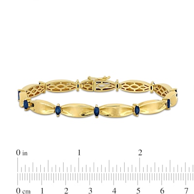 Eternally Bonded Marquise-Cut Blue Sapphire Station Cinch Line Bracelet in 10K Gold - 7.25"