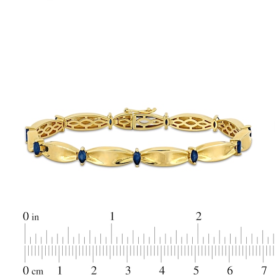 Eternally Bonded Marquise-Cut Blue Sapphire Station Cinch Line Bracelet in 10K Gold - 7.25"