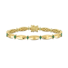 Eternally Bonded Marquise-Cut Emerald Station Cinch Line Bracelet in 10K Gold - 7.25&quot;