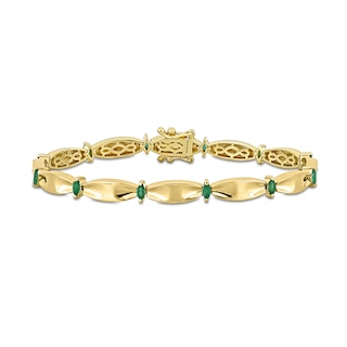 Eternally Bonded Marquise-Cut Emerald Station Cinch Line Bracelet in 10K Gold - 7.25"