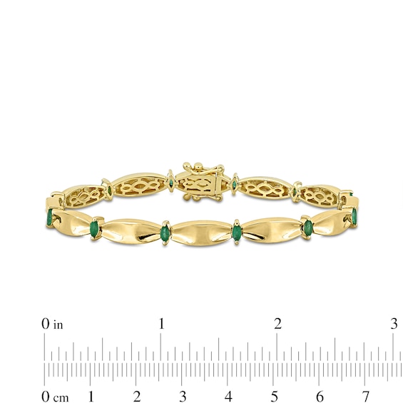 Eternally Bonded Marquise-Cut Emerald Station Cinch Line Bracelet in 10K Gold - 7.25"