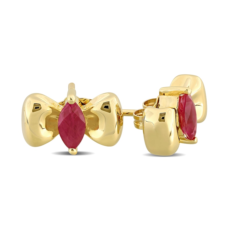 Eternally Bonded Marquise-Cut Ruby Bow Stud Earrings in 10K Gold|Peoples Jewellers