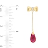 Eternally Bonded Faceted Pear-Shaped Lab-Created Ruby and Diamond Accent Bow Stud Chain Drop Earrings in 10K Gold