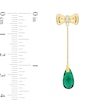 Eternally Bonded Faceted Pear-Shaped Lab-Created Emerald and Diamond Accent Bow Stud Chain Drop Earrings in 10K Gold