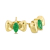 Thumbnail Image 1 of Eternally Bonded Marquise-Cut Emerald Bow Stud Earrings in 10K Gold