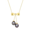 Thumbnail Image 0 of Eternally Bonded 8.5-9.0mm Black Tahitian Cultured Pearl and Diamond Accent Bow Necklace in 10K Gold