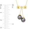 Thumbnail Image 1 of Eternally Bonded 8.5-9.0mm Black Tahitian Cultured Pearl and Diamond Accent Bow Necklace in 10K Gold