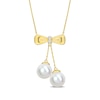 Thumbnail Image 0 of Eternally Bonded 8.5-9.0mm Freshwater Cultured Pearl and Diamond Accent Bow Necklace in 10K Gold