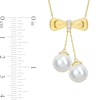 Thumbnail Image 1 of Eternally Bonded 8.5-9.0mm Freshwater Cultured Pearl and Diamond Accent Bow Necklace in 10K Gold