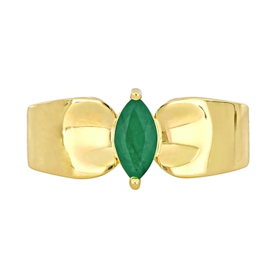 Eternally Bonded Marquise-Cut Emerald Solitaire Ring in 10K Gold