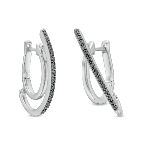 Unstoppable Love™ 0.10 CT. T.W. Black Diamond J-Hoop Earrings in Sterling Silver