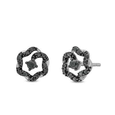 Circle of Gratitude® Collection 0.20 CT. T.W. Black Diamond Braided Frame Stud Earrings in Sterling Silver