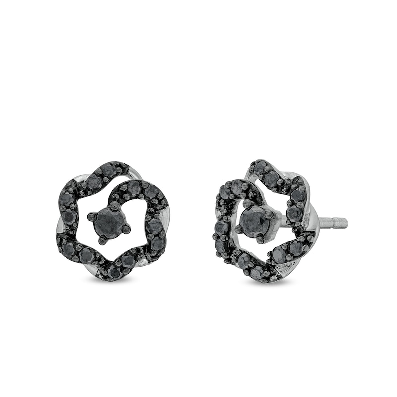 Circle of Gratitude® Collection 0.20 CT. T.W. Black Diamond Braided Frame Stud Earrings in Sterling Silver|Peoples Jewellers
