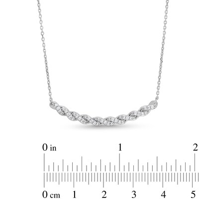 Circle of Gratitude® Collection 0.25 CT. T.W. Diamond Braided Curved Bar Necklace in 10K White Gold - 19"