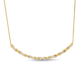 Circle of Gratitude® Collection 0.30 CT. T.W. Diamond Polished Curved Bar Necklace in 10K Gold - 19&quot;