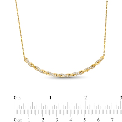 Circle of Gratitude® Collection 0.30 CT. T.W. Diamond Polished Curved Bar Necklace in 10K Gold - 19"