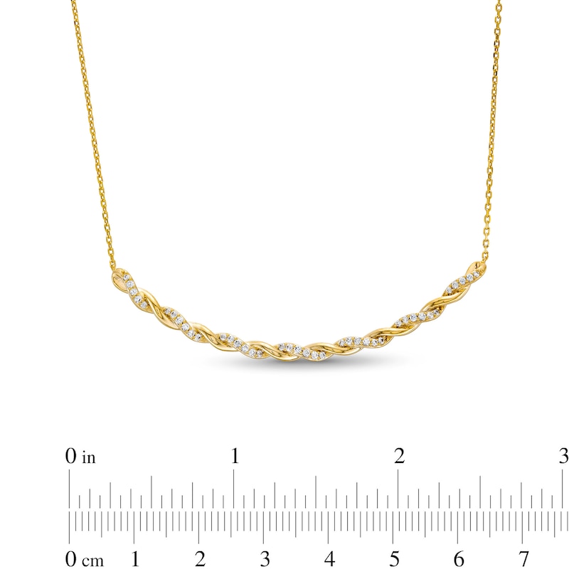 Circle of Gratitude® Collection 0.30 CT. T.W. Diamond Polished Curved Bar Necklace in 10K Gold - 19"|Peoples Jewellers